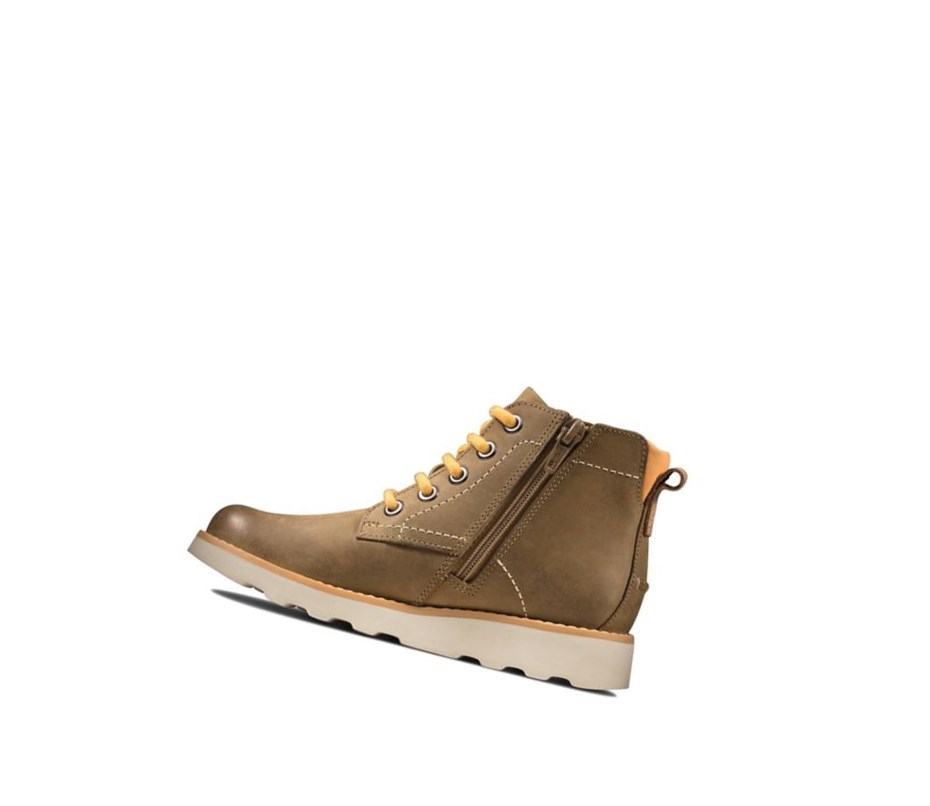 Botines Clarks Crown Hike Cuero Niño Marrones | GDLC-51976