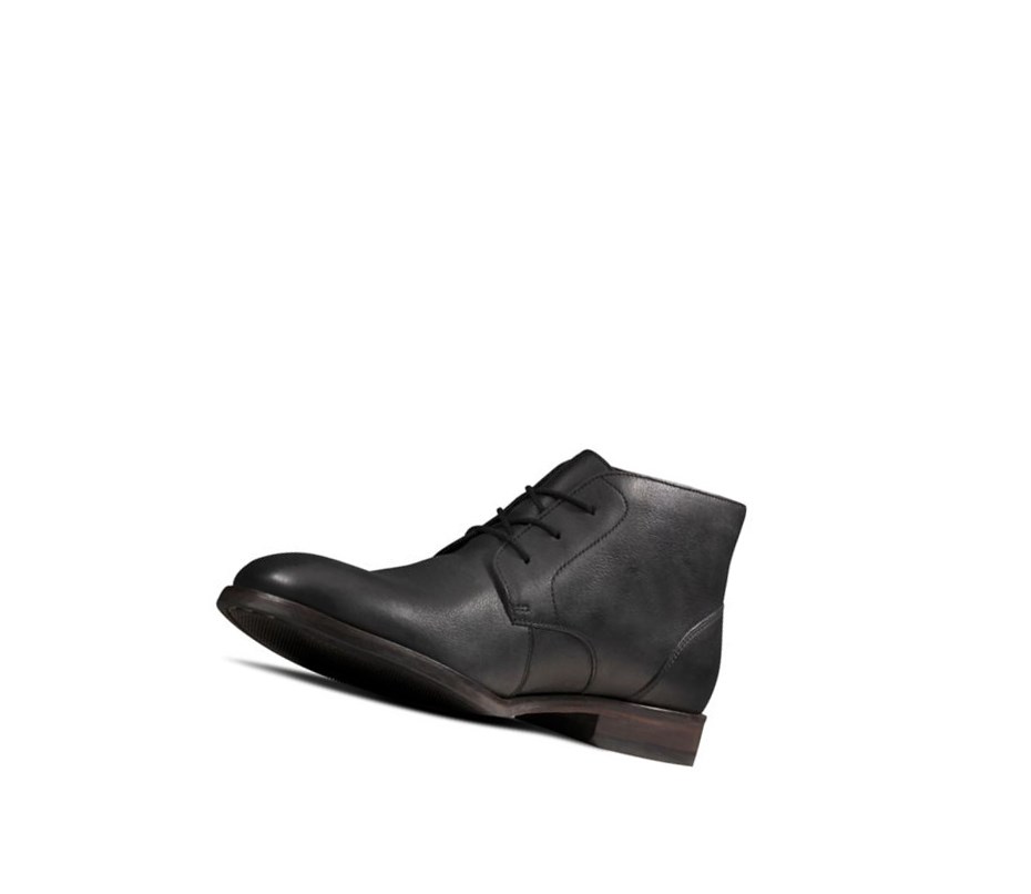 Botines Clarks Flow Top Cuero Hombre Negras | LREA-52016