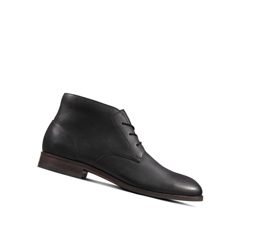 Botines Clarks Flow Top Cuero Hombre Negras | LREA-52016