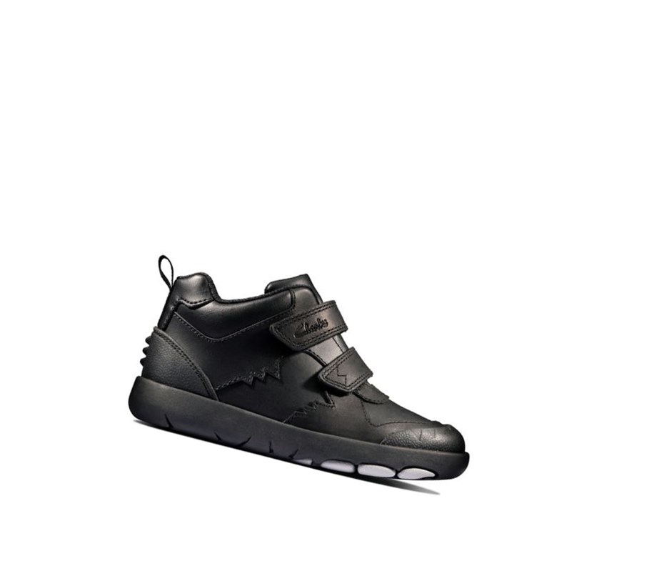 Botines Clarks Rex Crash Cuero Niño Negras | SDUM-20698