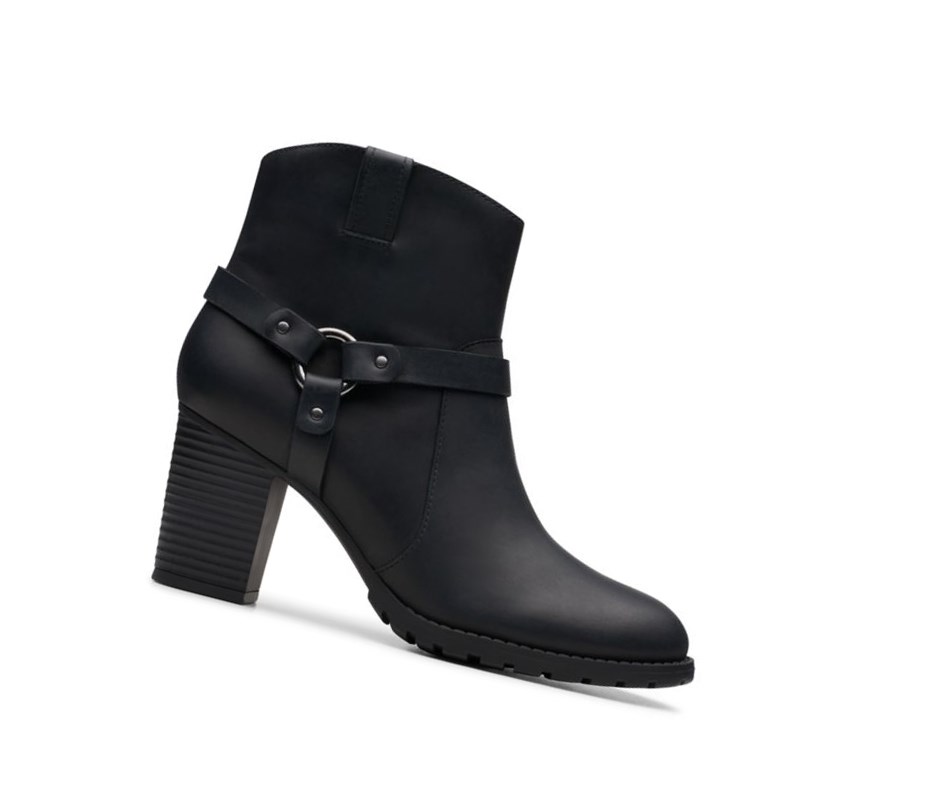 Botines Clarks Verona Rock Cuero Mujer Negras | NAOM-76038