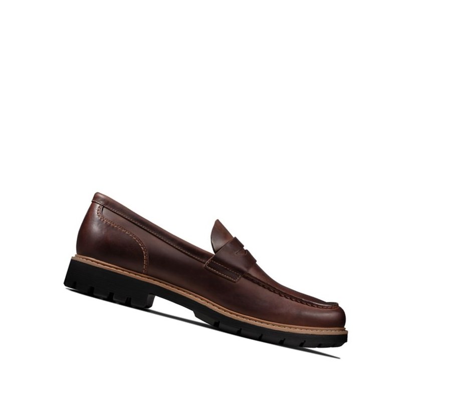 Loafers Clarks Batcombe Edge Cuero Hombre Marrones Oscuro | DCGH-10823