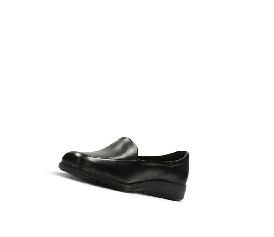 Loafers Clarks Georgia Cuero Anchos Fit Mujer Negras | DRKY-63175