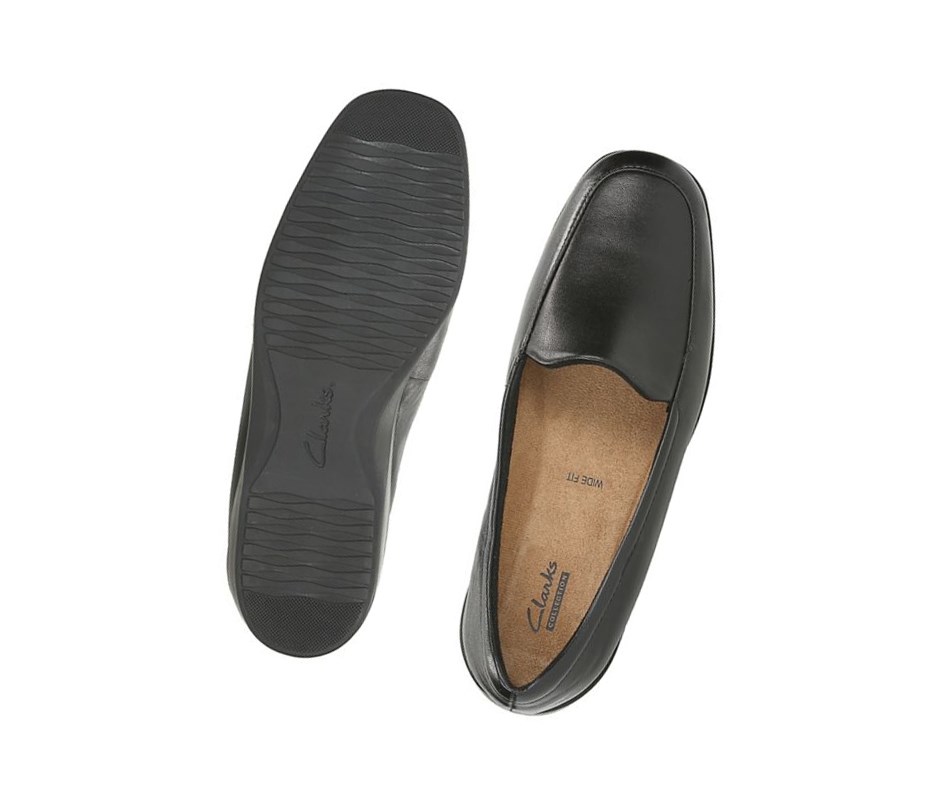 Loafers Clarks Georgia Cuero Mujer Negras | ZNHW-53614