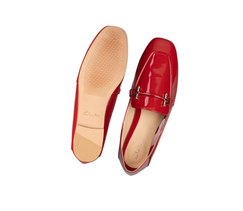 Loafers Clarks Pure 2 Charol Cuero Mujer Rojas | XKPU-95364