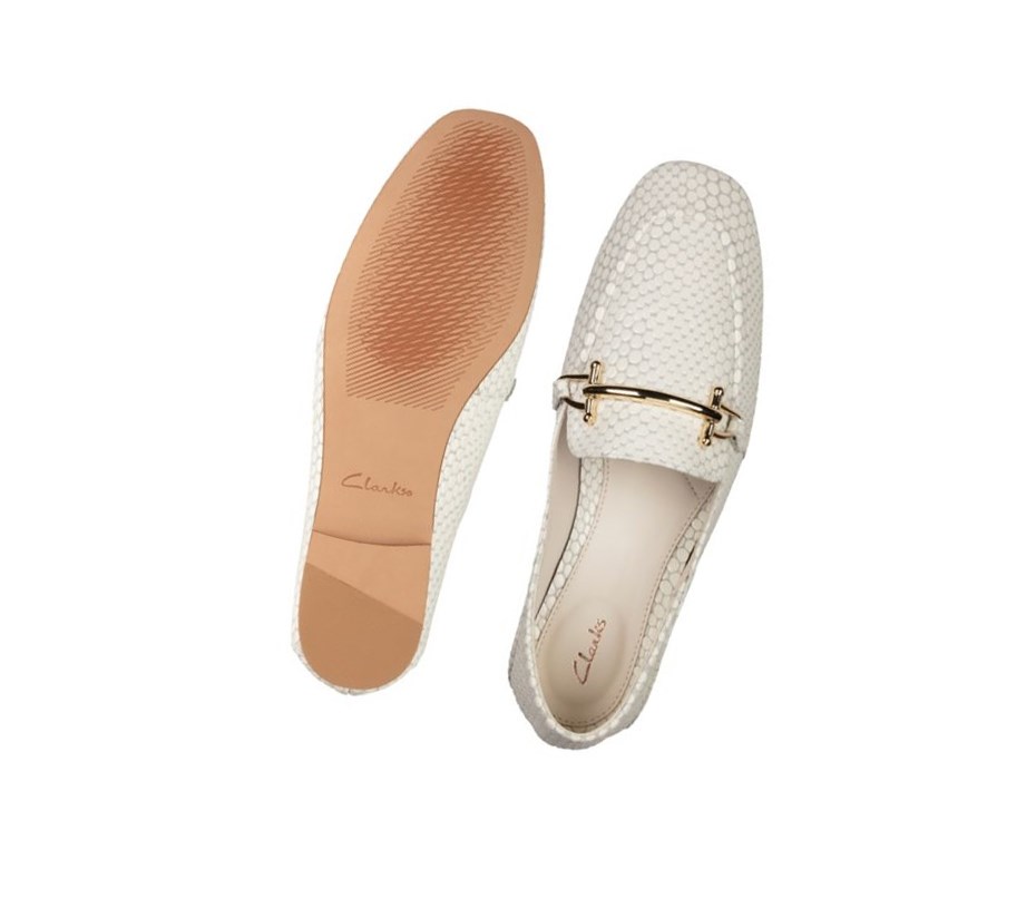 Loafers Clarks Pure 2 Cuero Mujer Blancas | DXMG-18429