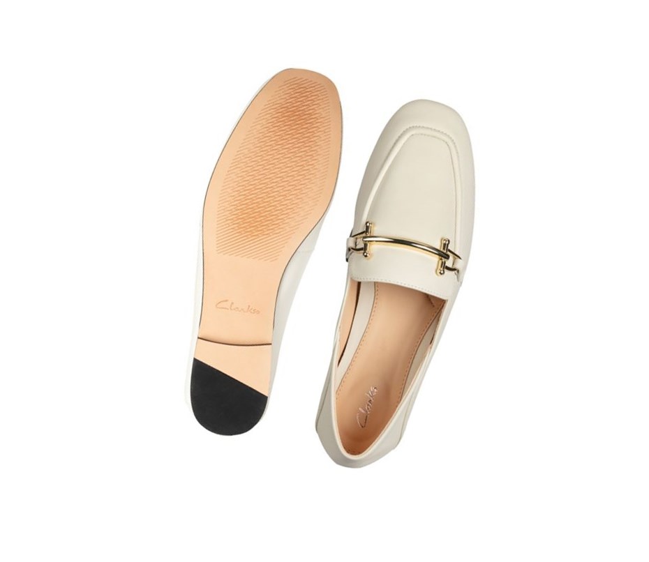 Loafers Clarks Pure 2 Cuero Mujer Blancas | YLQV-94872