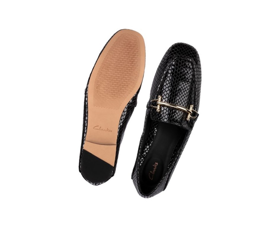 Loafers Clarks Pure 2 Cuero Mujer Negras | CBKG-64725