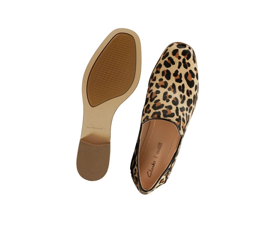 Loafers Clarks Pure Viola Print Cuero Mujer Leopardo | FATK-82103