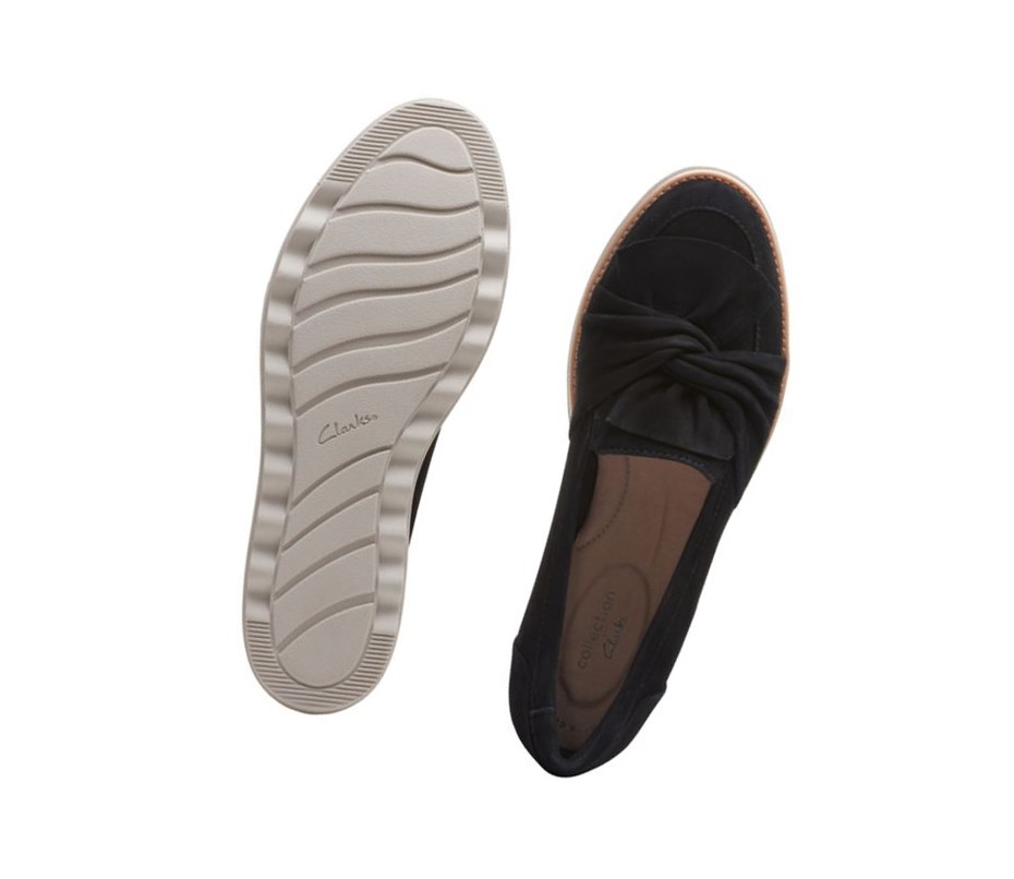 Loafers Clarks Sharon Dasher Gamuza Anchos Fit Mujer Negras | QOYM-38967