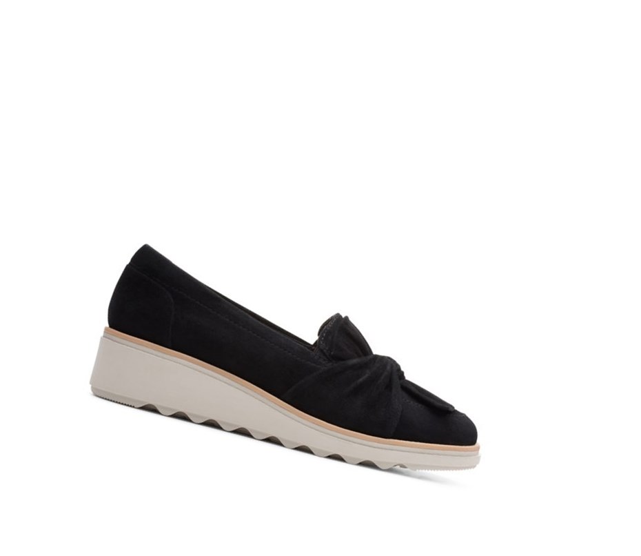 Loafers Clarks Sharon Dasher Gamuza Anchos Fit Mujer Negras | QOYM-38967