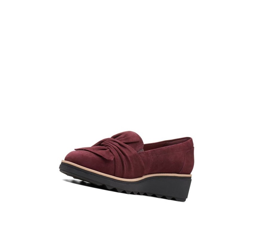 Loafers Clarks Sharon Dasher Gamuza Anchos Fit Mujer Burdeos | YARZ-69230