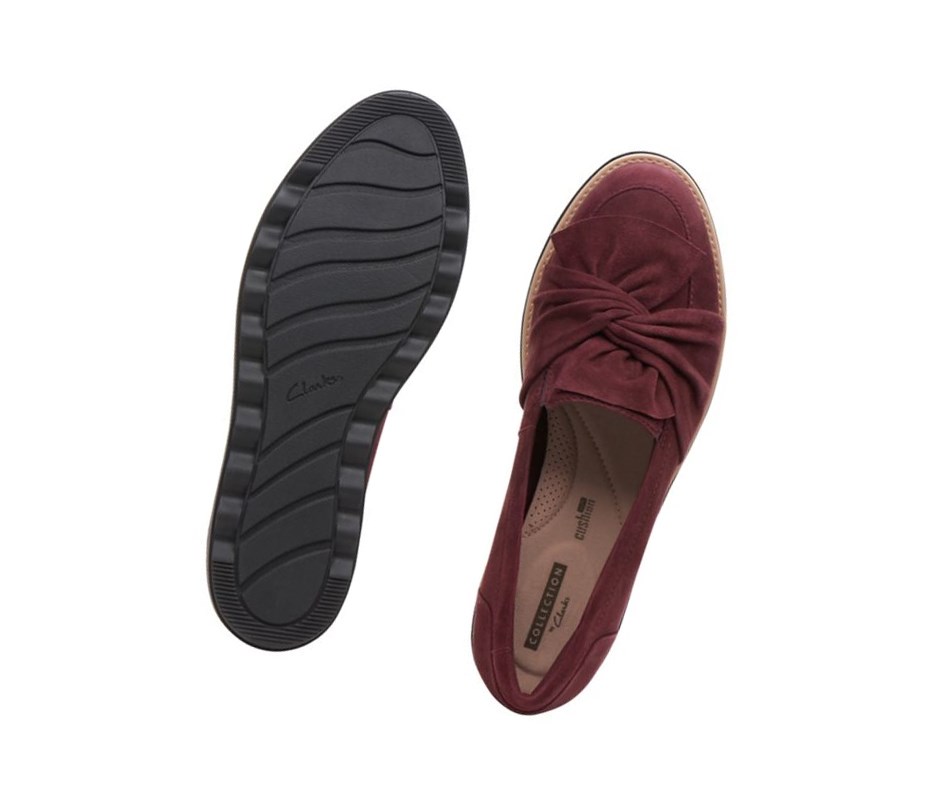 Loafers Clarks Sharon Dasher Gamuza Anchos Fit Mujer Burdeos | YARZ-69230