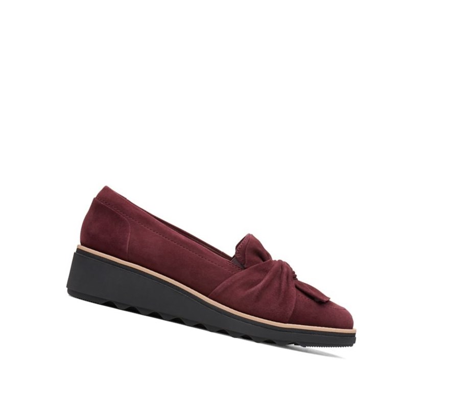 Loafers Clarks Sharon Dasher Gamuza Anchos Fit Mujer Burdeos | YARZ-69230