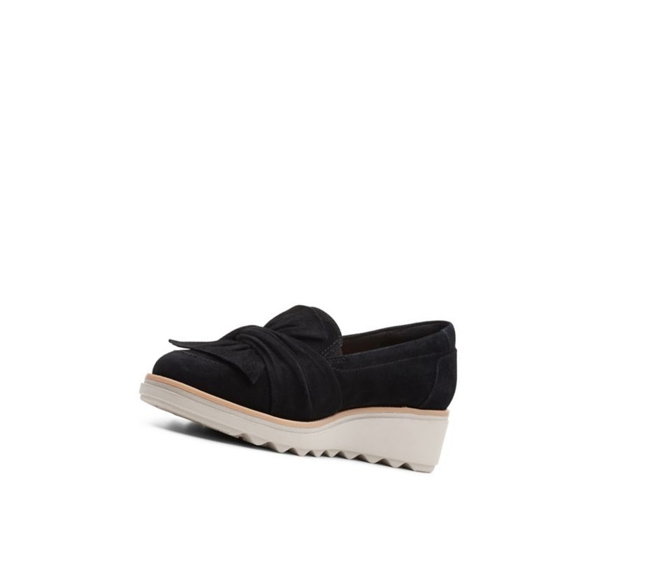 Loafers Clarks Sharon Dasher Gamuza Mujer Negras | PJWU-29734