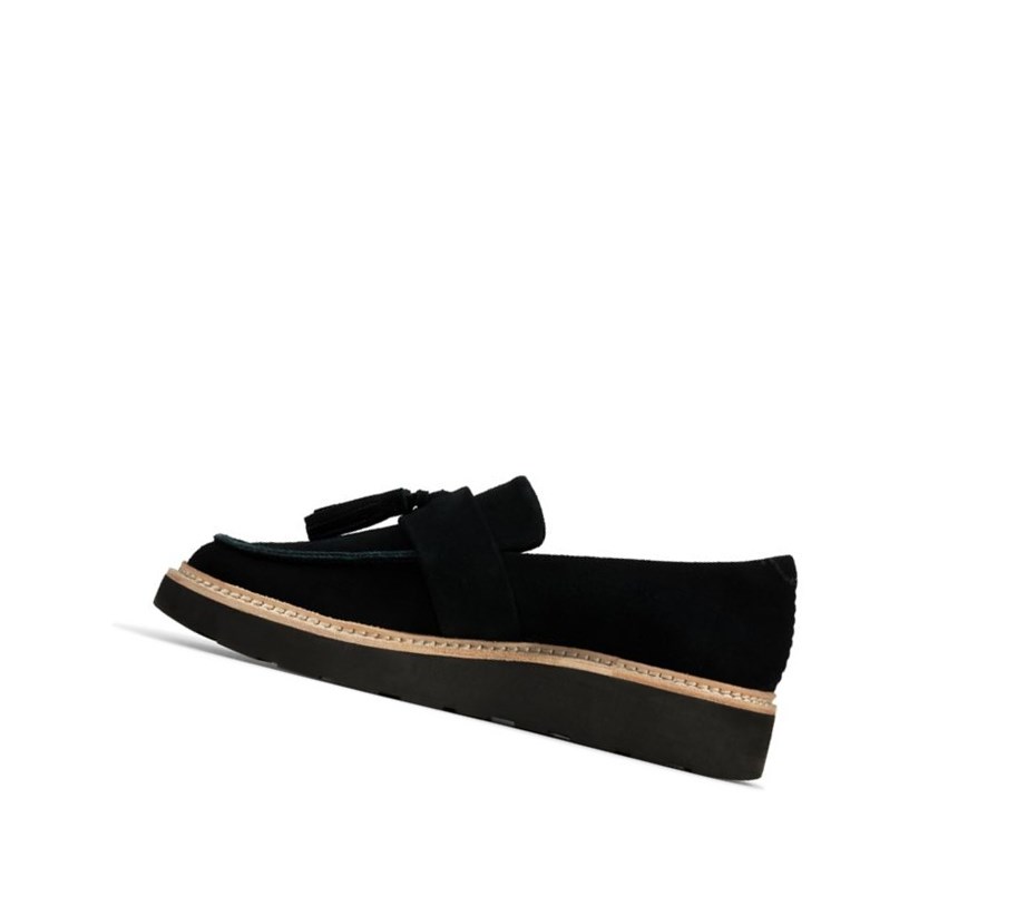 Loafers Clarks Trace Tassel Gamuza Mujer Negras | WJVK-13275