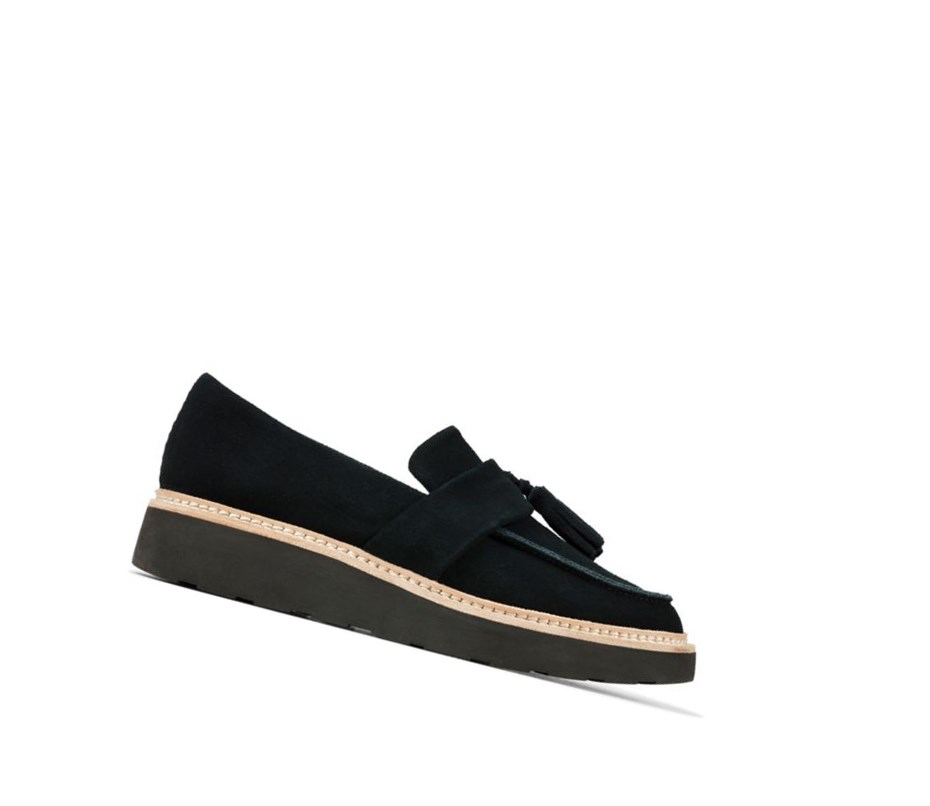 Loafers Clarks Trace Tassel Gamuza Mujer Negras | ZHRP-37421