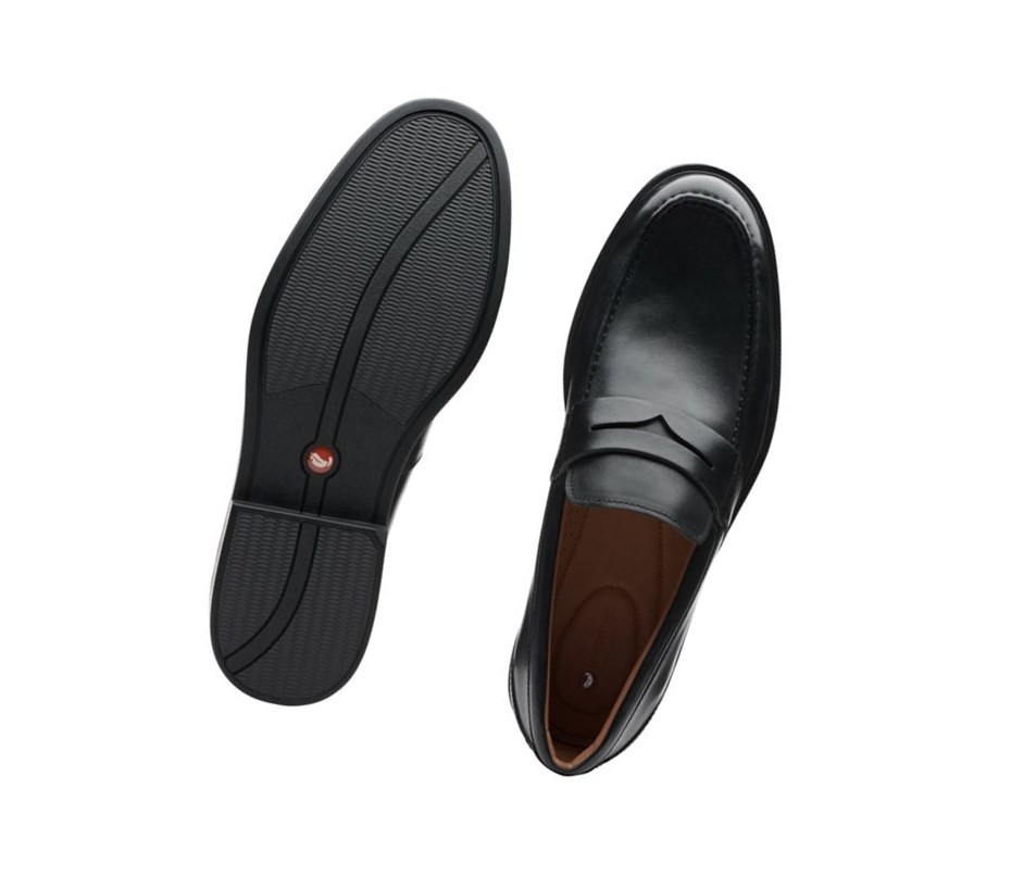 Loafers Clarks Un Aldric Step Cuero Hombre Negras | GSEV-16507