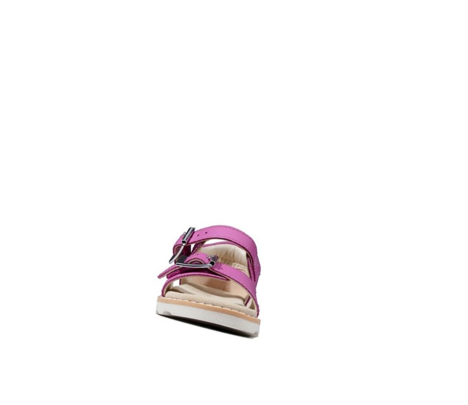 Sandalias Casuales Clarks Crown Bloom Cuero Niña Rosas | DTZO-17256