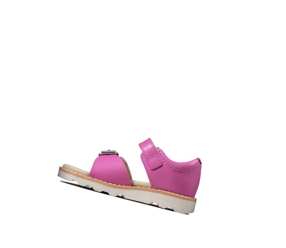 Sandalias Casuales Clarks Crown Bloom Cuero Niña Rosas | DTZO-17256