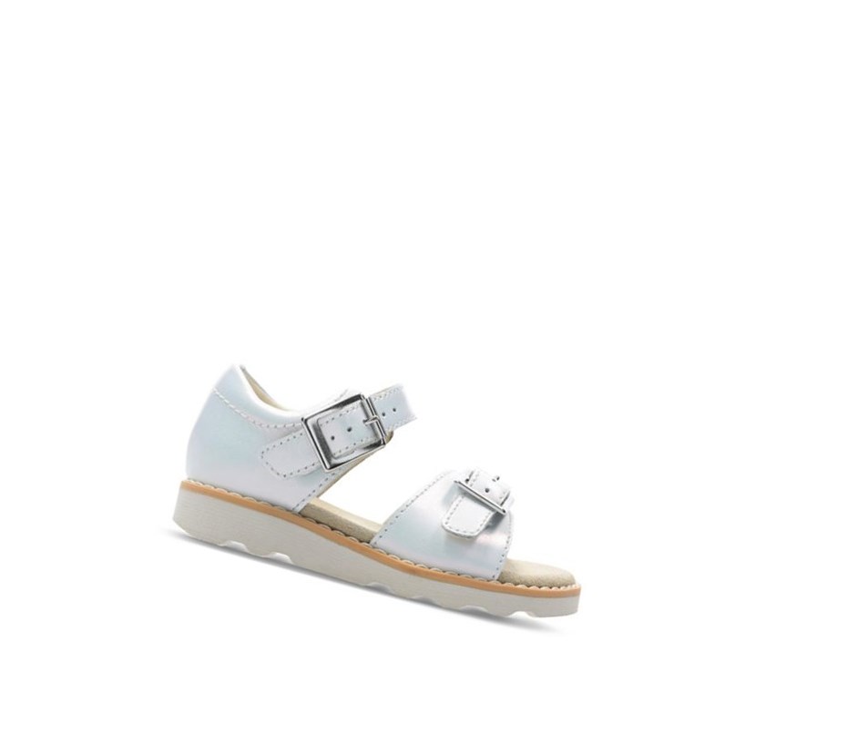 Sandalias Casuales Clarks Crown Bloom Cuero Niña Blancas | DXKZ-62984