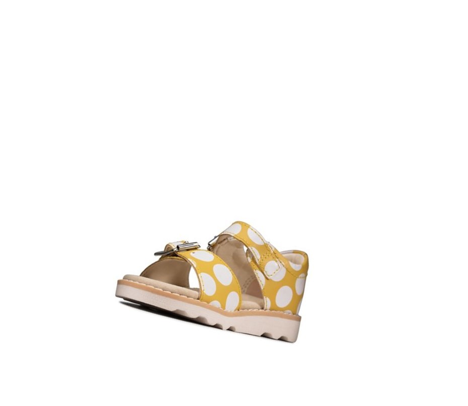 Sandalias Casuales Clarks Crown Bloom Gamuza Niña Amarillo | KBAX-80179