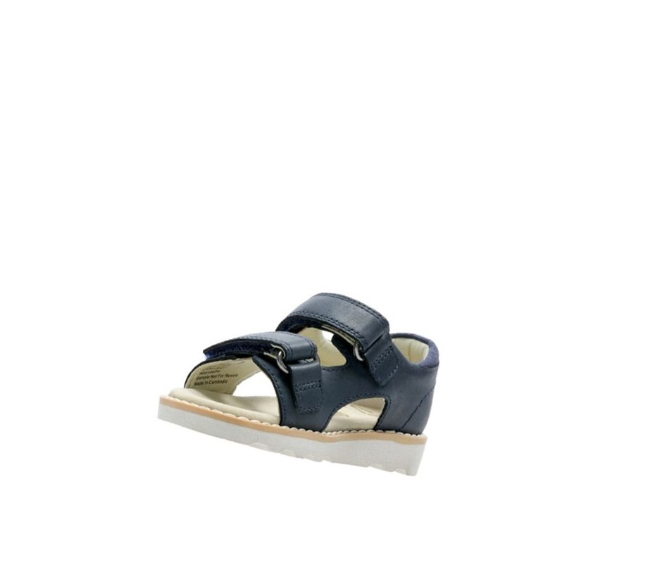 Sandalias Casuales Clarks Crown Root Cuero Niño Azul Marino | LQUM-81402