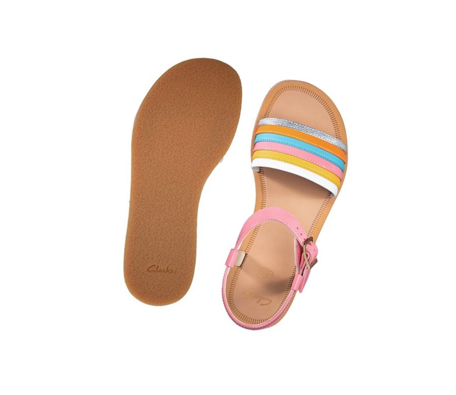 Sandalias Casuales Clarks Finch Stride Cuero Niña Multicolour | BXTC-82964