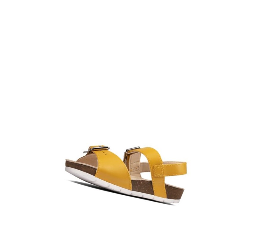 Sandalias Casuales Clarks River Sand Cuero Niña Amarillo | KSZX-36420