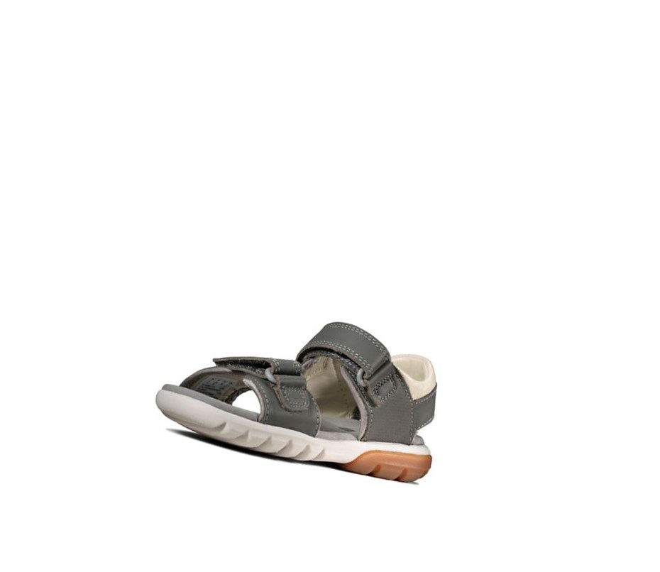 Sandalias Casuales Clarks Rocco Wave Cuero Niño Gris | XNQL-30296