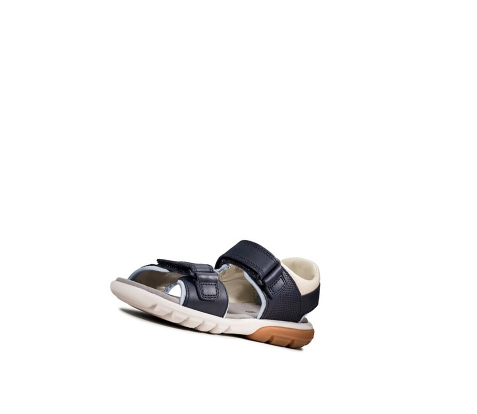 Sandalias Casuales Clarks Rocco Wave Textil Niño Azul Marino | HKJO-80962