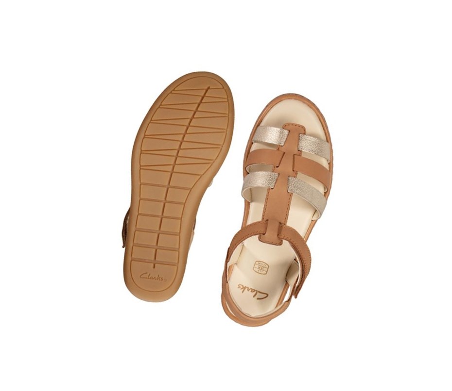 Sandalias Casuales Clarks Skylark Sand Cuero Niña Marrones | RHAE-38475