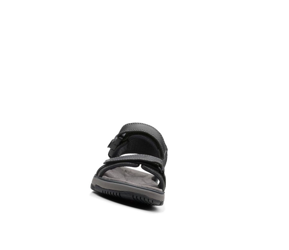 Sandalias Casuales Clarks Un Trek Part Cuero Hombre Negras | PJON-08397