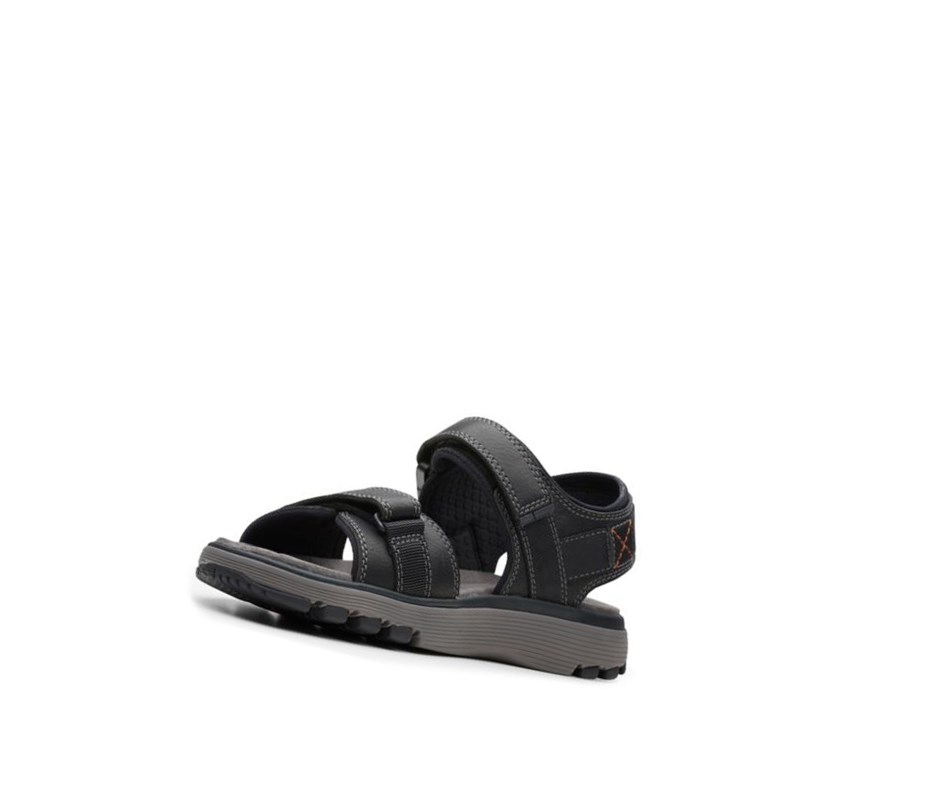 Sandalias Casuales Clarks Un Trek Part Cuero Hombre Negras | PJON-08397