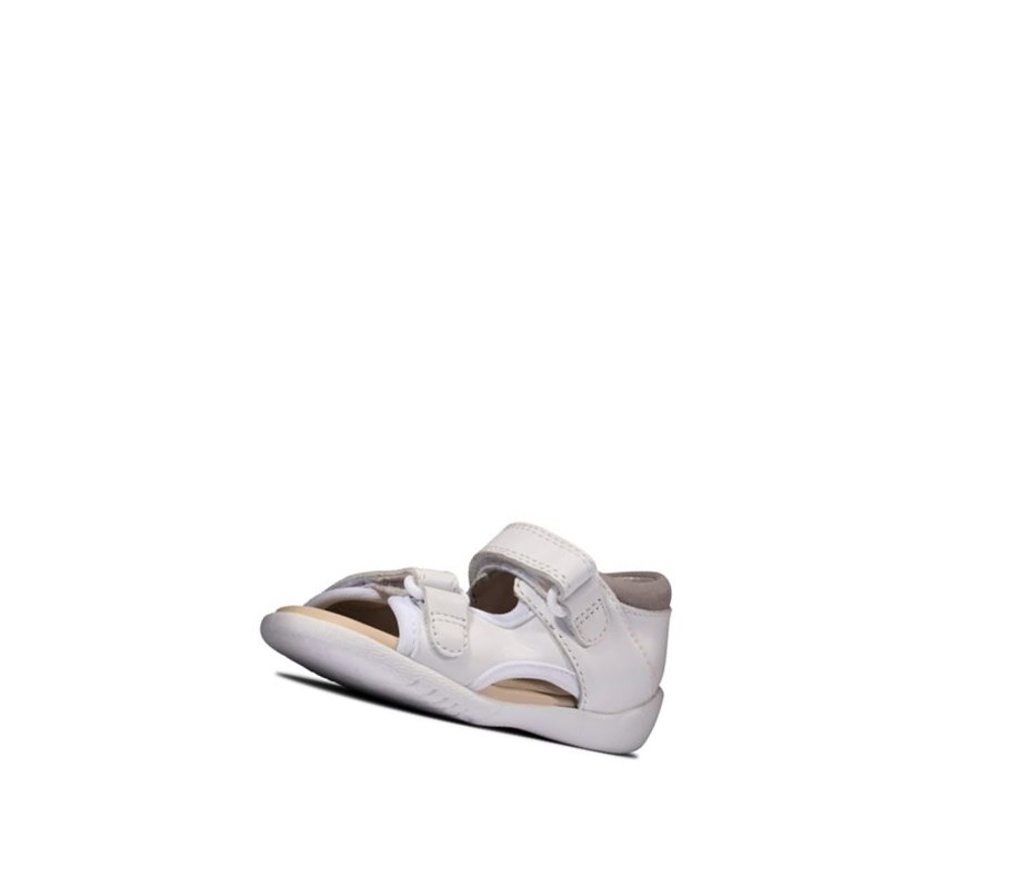 Sandalias Casuales Clarks Zora Beau Cuero Niña Blancas | GHXV-03476