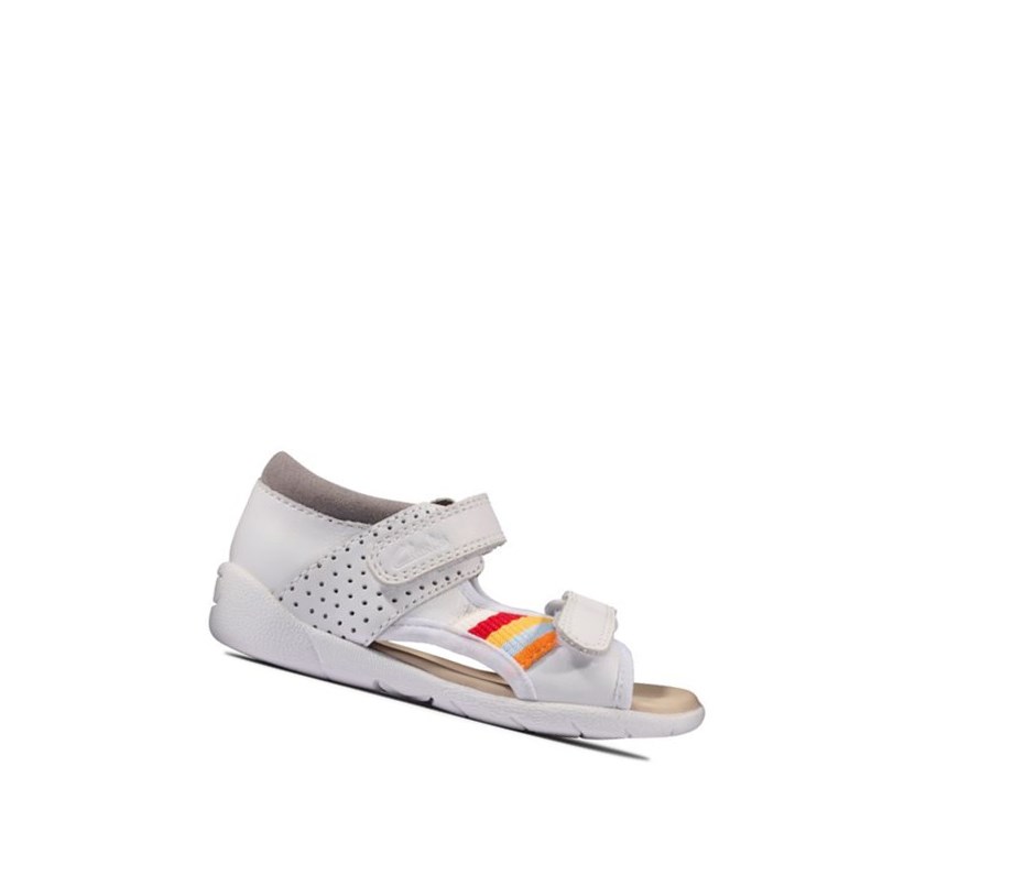 Sandalias Casuales Clarks Zora Beau Cuero Niña Blancas | GHXV-03476