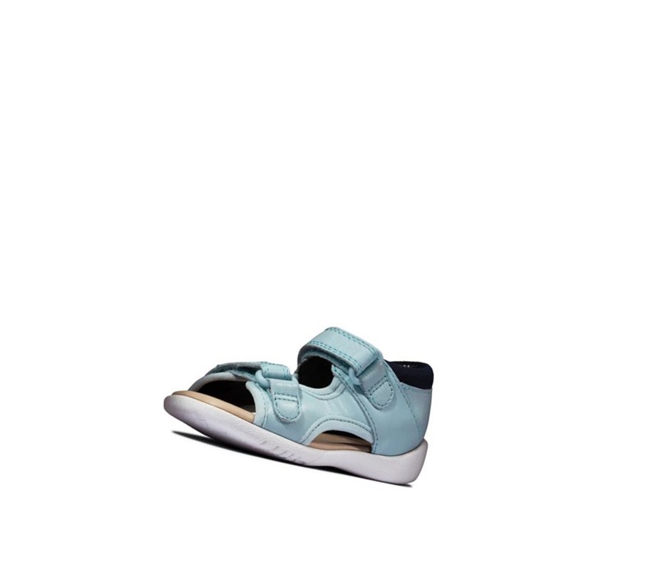 Sandalias Casuales Clarks Zora Beau Cuero Niña Azules Claro | HPJE-54913