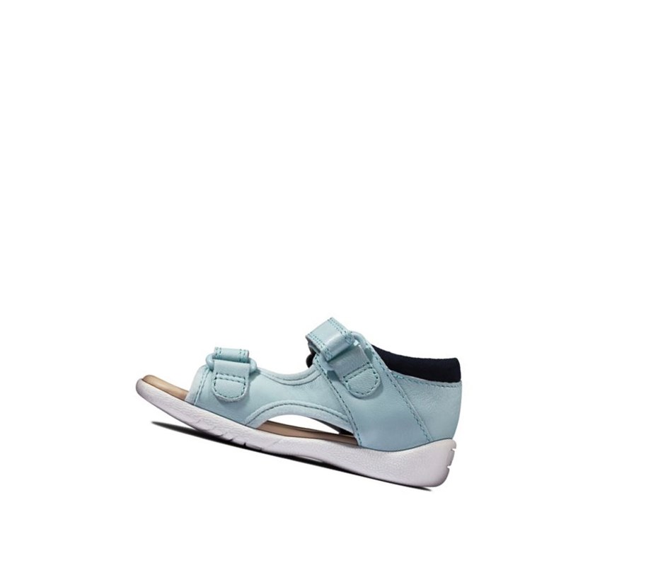 Sandalias Casuales Clarks Zora Beau Cuero Niña Azules Claro | HPJE-54913