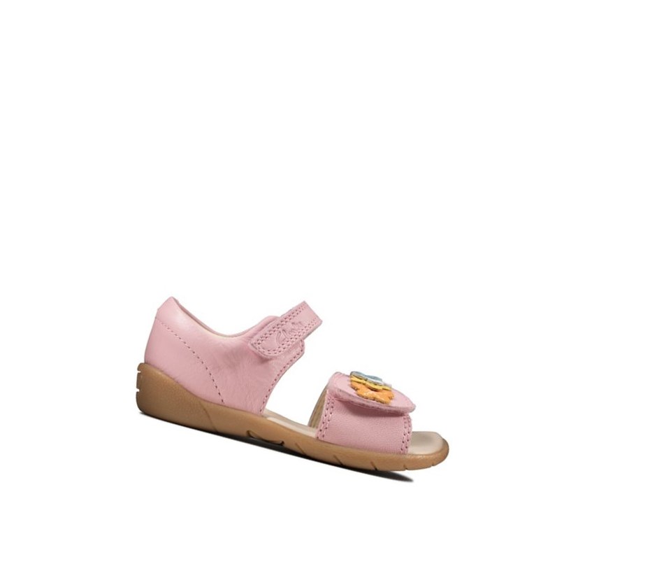 Sandalias Casuales Clarks Zora Finch Cuero Niña Rosas | KHTL-61935