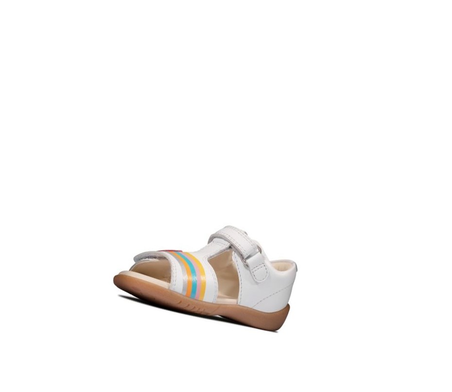 Sandalias Casuales Clarks Zora Rain Cuero Niña Blancas | FHQV-18754