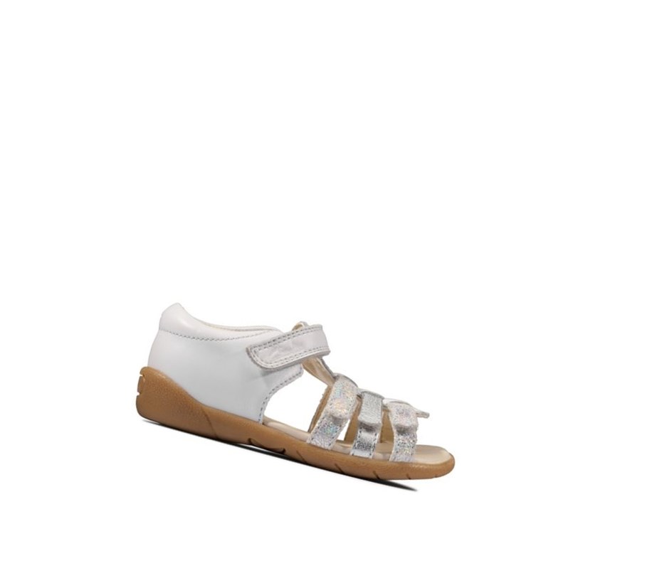 Sandalias Casuales Clarks Zora Spark Cuero Niña Blancas | UMGE-95263