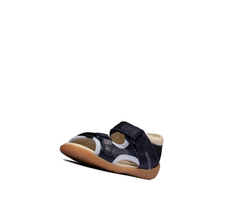 Sandalias Casuales Clarks Zora Spirit Cuero Niño Azul Marino | EBNZ-29548