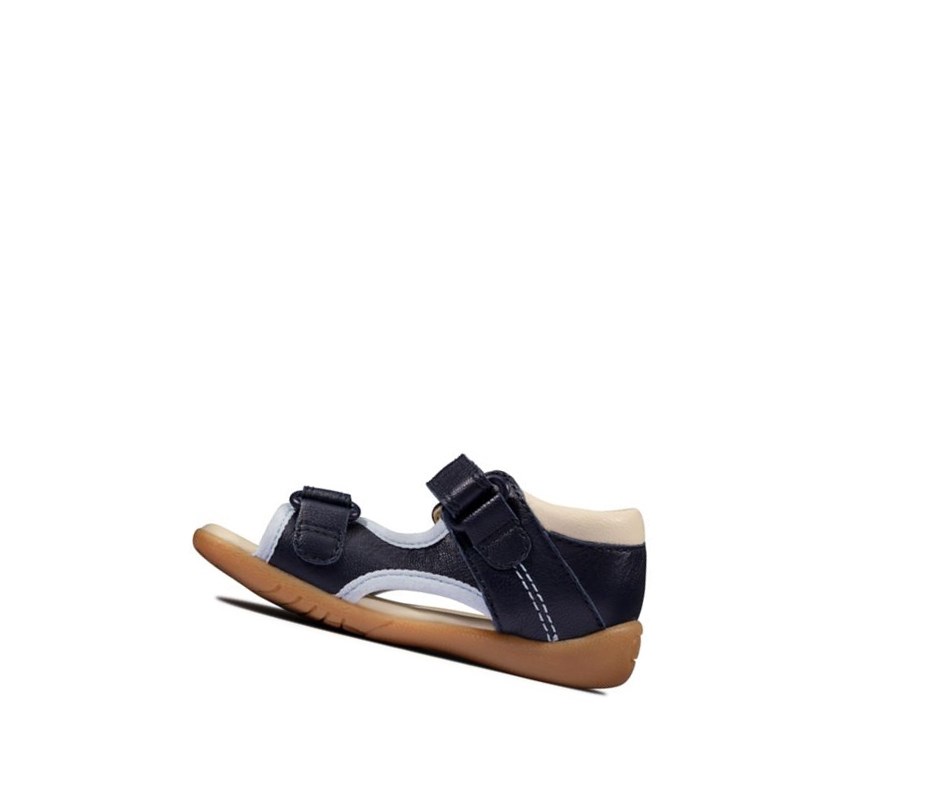 Sandalias Casuales Clarks Zora Spirit Cuero Niño Azul Marino | EBNZ-29548