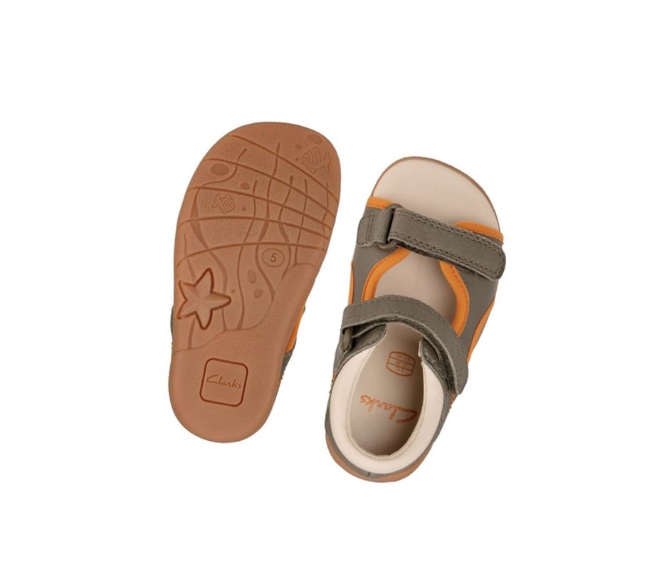 Sandalias Casuales Clarks Zora Spirit Cuero Niño Kaki | MRFO-63481