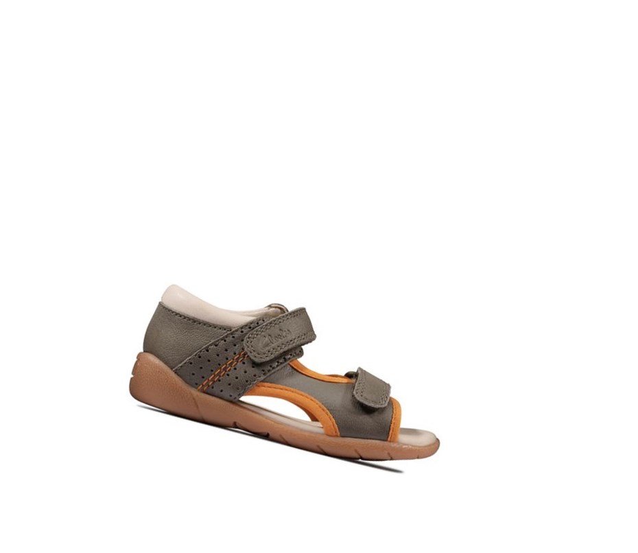 Sandalias Casuales Clarks Zora Spirit Cuero Niño Kaki | MRFO-63481