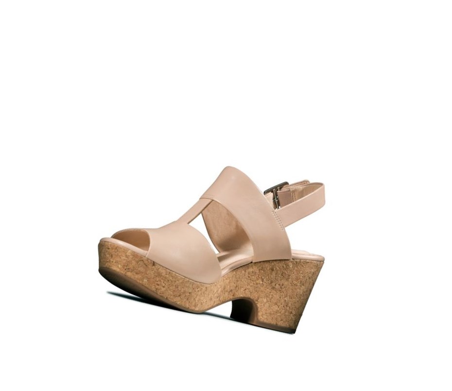 Sandalias Cuña Clarks Maritsa Glad Cuero Mujer Arena | MSKV-72801