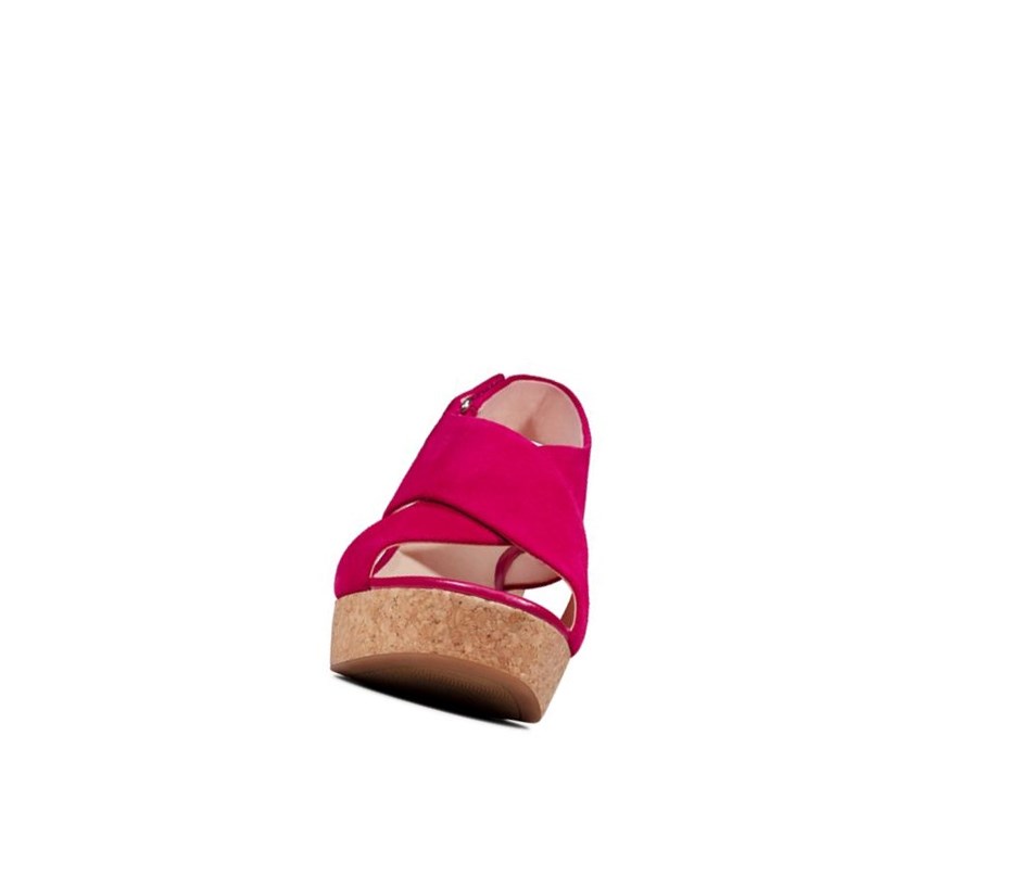 Sandalias Cuña Clarks Maritsa Lara Gamuza Mujer Fucsia | AGDE-91382