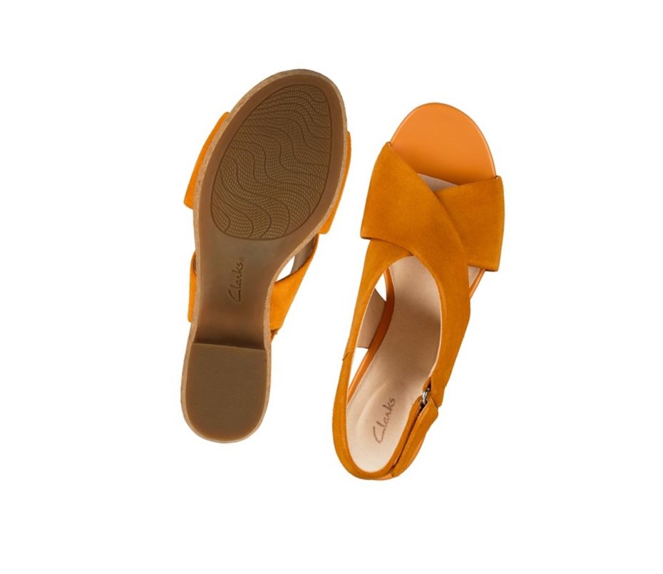 Sandalias Cuña Clarks Maritsa Lara Gamuza Mujer Naranjas | ISWR-78362