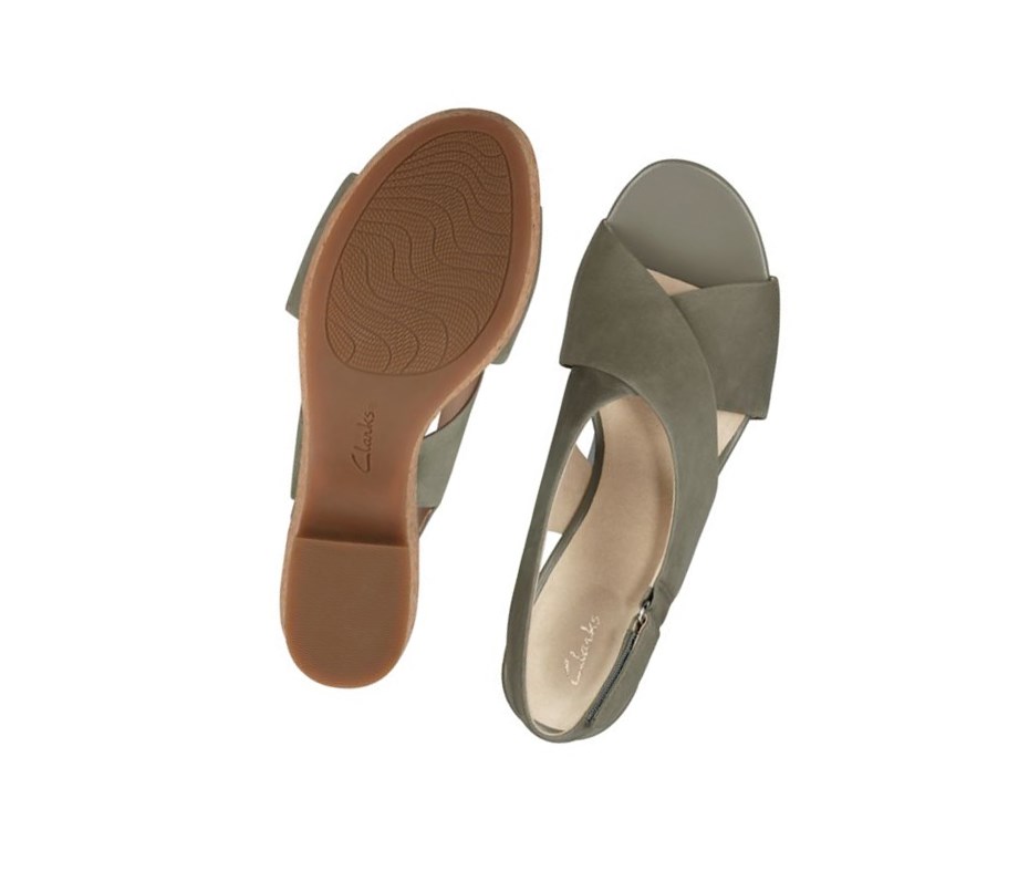 Sandalias Cuña Clarks Maritsa Lara Nubuck Mujer Verde Oliva | GHVD-68175