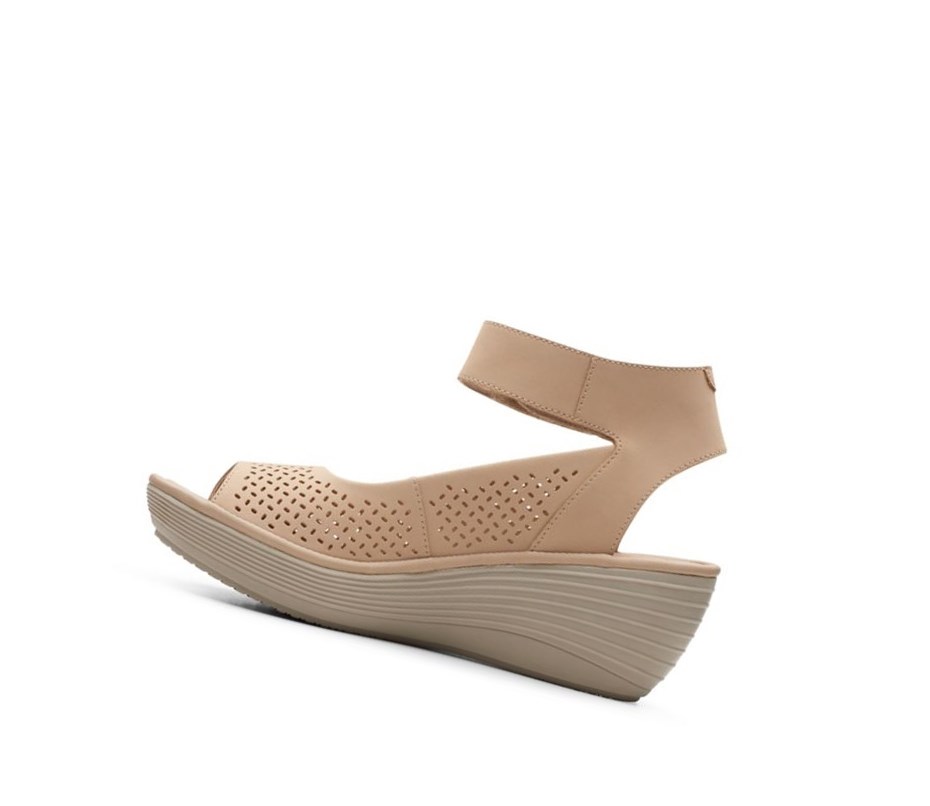 Sandalias Cuña Clarks Reedly Jump Textil Mujer Beige | HIAJ-42706